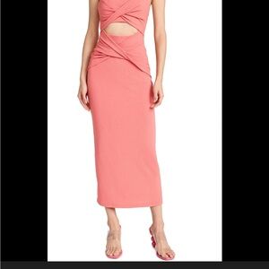 Elegant Coral Midi Dress
